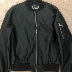 Black leather bomber jacket, size M